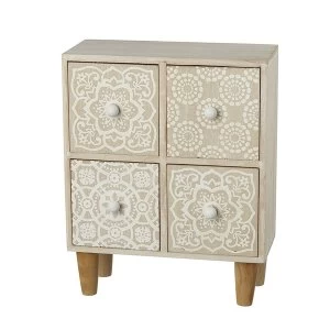 Image of Mini 4 Drawer Cabinet With Patterned Front By Heaven Sends