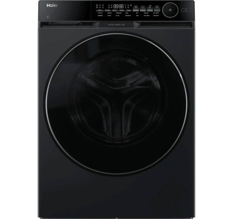 Image of Haier HW100-B14387BUUK 10KG WiFi Connected Washing Machine with 1400 rpm - Black Steel - A Rated, Black