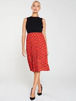 Image of Ted Baker Philisa Pleated Tile Print Dress - Black/Red, Black, Size 1=8, Women