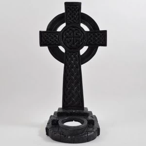 image of Celtic Cross Charcoal T Light Holder 25.5cm