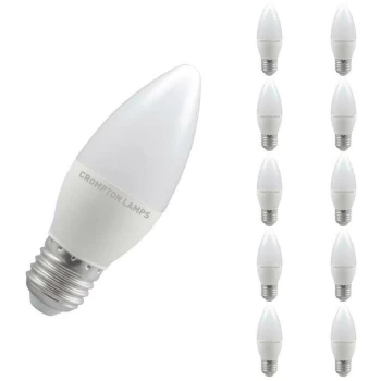 image of (10 Pack) Lamps LED Candle 5W ES-E27 Dimmable (40W Equivalent) 4000K Cool White Opal 470lm ES Screw E27 Frosted Multipack Light Bulbs - Crompton