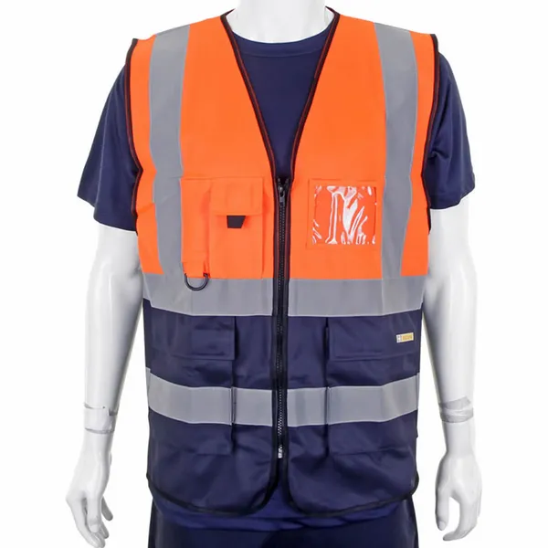 image of Beeswift Beeswift High Visibility Executive Vest Orange/Navy Blue 5XL HVV45N5xL