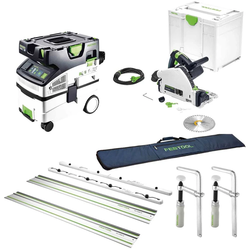 Image of Festool TS55 F EBQ Plunge Saw and L Class Extractor Kit FESKIT3 Voltage: 240v
