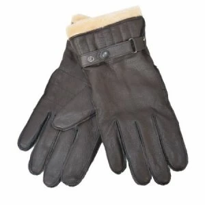 Image of Barbour Mens Leather Utility Glove Brown Large