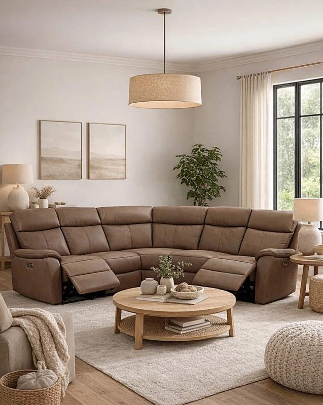 Image of Aspire Kingsmere Corner Power Recliner Sofa, Tan