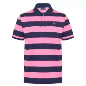 image of Paul And Shark Paul and Shark Stripe Polo Shirt Mens - Pink