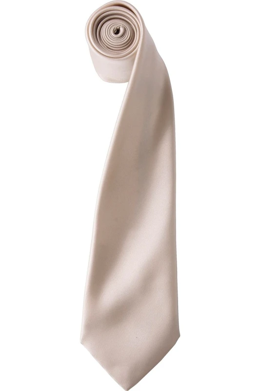 Image of Premier Premier Men Plain Satin Tie (Narrow Blade) in Natural Natural One Size Male 5055805451972