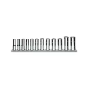 image of Beta Tools 910ASL/SB12 12pc 3/8" Sq Dr Bi-Hex AF Long/Deep Socket Rail Set