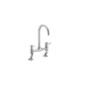 image of Value Lever Chrome Bridge Deck Kitchen Sink Mixer Tap with 6" Levers and Ceramic Disc Valves - VAL2-BRDSM-C-6-CD - Chrome - Bristan