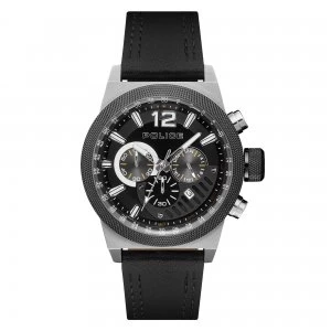 Image of Police Black Leather Strap with Black Multi Dial Watch