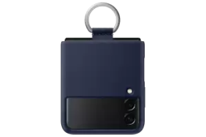 Image of Samsung Galaxy Z Flip3 5G Silicone Cover with Ring in Navy (EF-PF711TNEGWW)