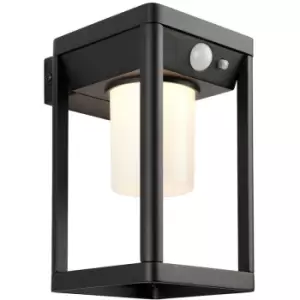 Image of Endon Hallam Modern Solar Powered Dimmable LED Wall Lamp Textured Black, PIR Motion & Day Night Sensors, Warm White, IP44