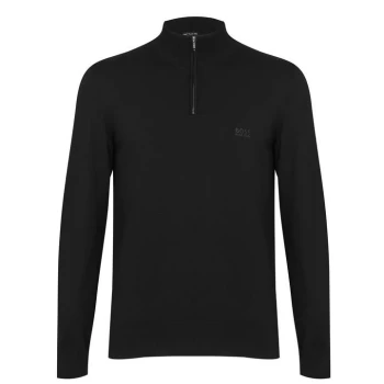 image of Boss Padro quarter Zip Knit Sweater - Black