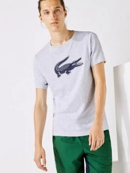 image of Lacoste Lacoste Sport Croc Print T-Shirt, Grey, Size L, Men