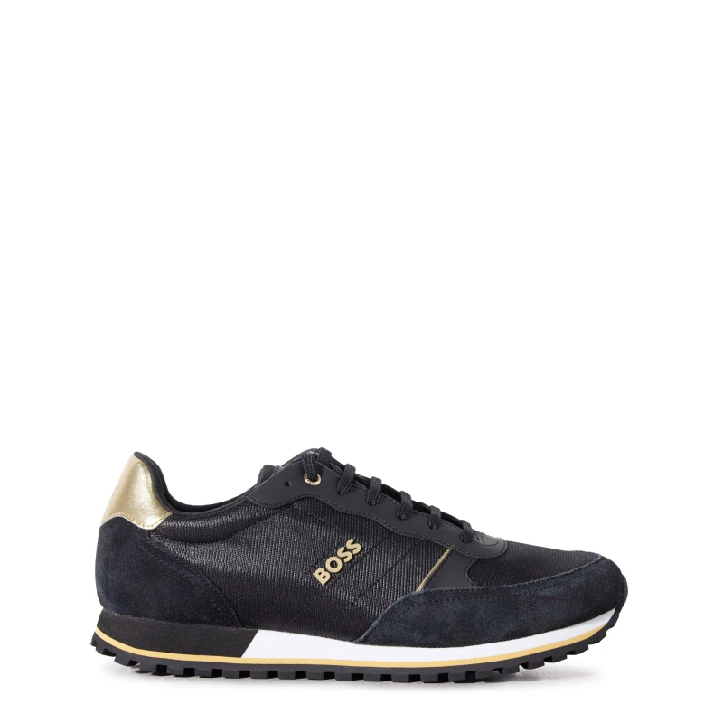 Image of Boss Mens Parkour Runners Textured Mesh Trainers Black/Gold 007 male 6 (40)