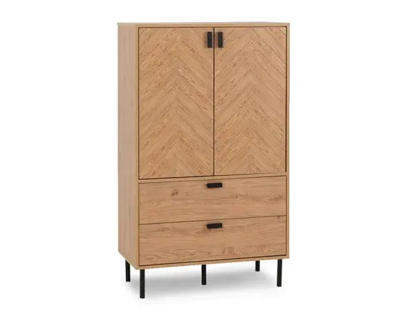 Image of Seconique Leon Oak 2 Door 2 Drawer Storage Unit