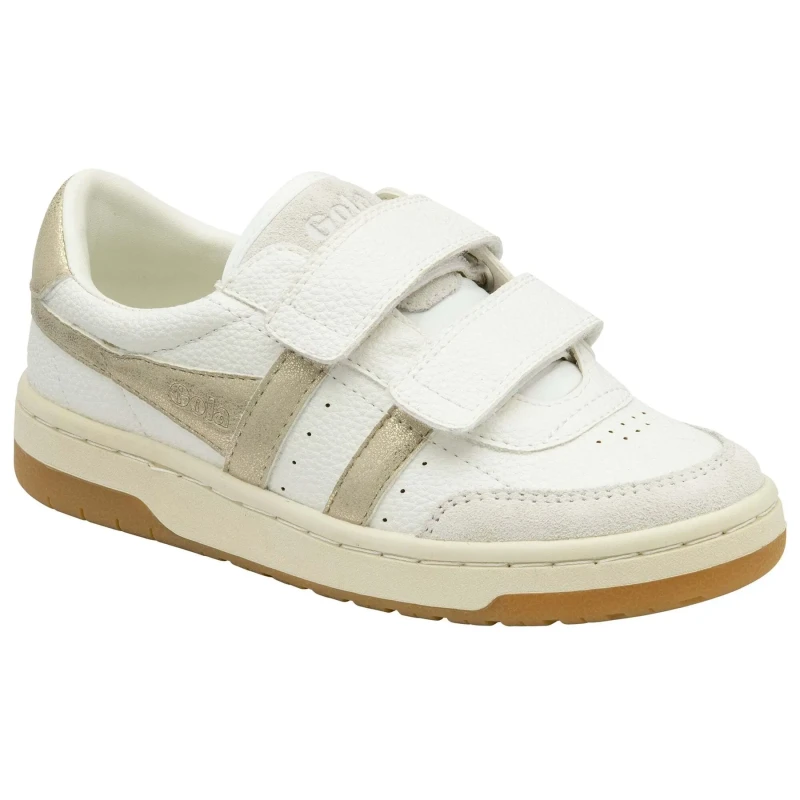 Image of Gola Kids Falcon Mirror Strap Trainers with Touch 'n' Close Fastening White/Gold-Coloured Baby 26 (8.5);30 (11.5);33 (1)