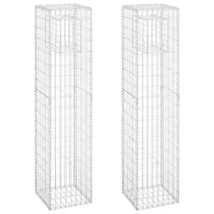 Image of Vidaxl Gabion Basket Posts 2 Pcs 40X40X180cm Iron