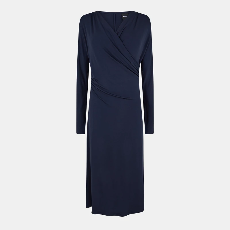 Image of Boss Womens Ettita Dress, Wrap Design Dark Blue female 8 (XS)