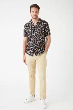 Image of Mens Stone Flat Front Slim Fit Fine Twill Trousers