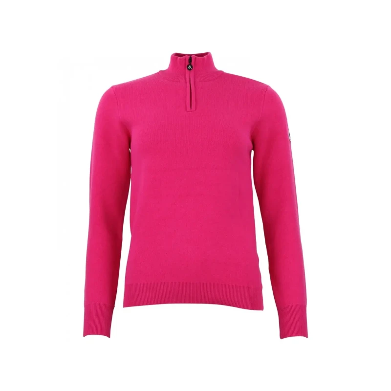 Image of Peak Mountain Womens 1/2 zip turtleneck sweater Peak Mountain Acharlito Rose Female L ACHARLITO/FO/1-FUSHIA