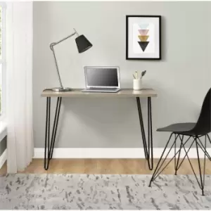 Image of Owen Rustic Oak Study Desk With Black Hair Pin Legs