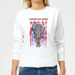 Image of American Gods Skull Flag Womens Sweatshirt - White