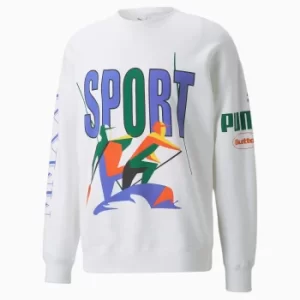 Image of Womens PUMA x Butter Goods Crew Neck Sweater Shirt, White, size Small, Clothing