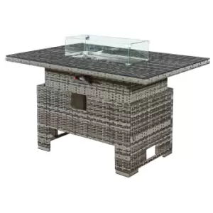 Royal Fire Icarus Rattan Rising Firepit Table in Walnut Grey