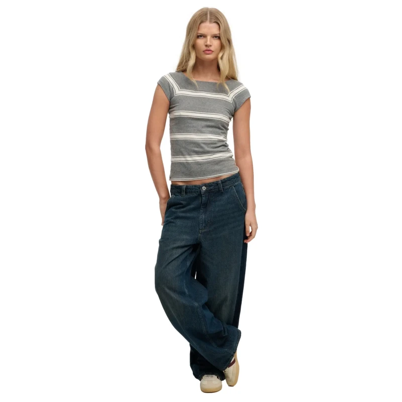 Image of Superdry Womens off-the-shoulder T-Shirt Superdry Athletic Gris Female XS