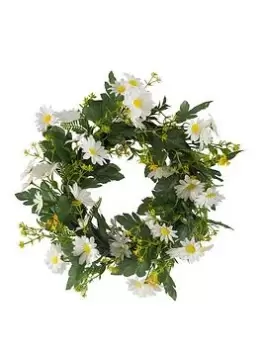 image of Faux Decor By Smart Garden Products Daisy Whirl Artificial Plant Wreath