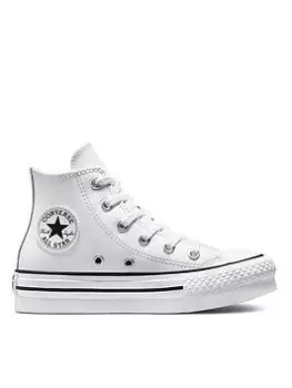 image of Converse Chuck Taylor All Star Eva Lift Leather Childrens Hi Top Trainers, White, Size 10