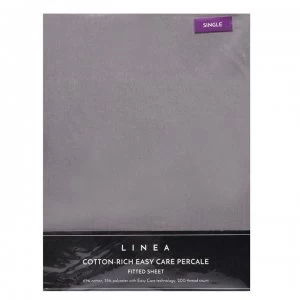 image of Linea Cotton Rich Fitted Sheet - Grey