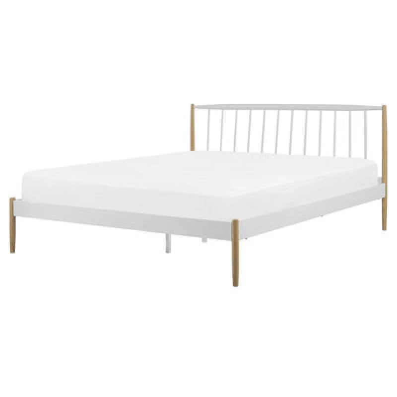 Image of Beliani Bed Metal Maurs 160 X 200 Cm (Eu King Size) White
