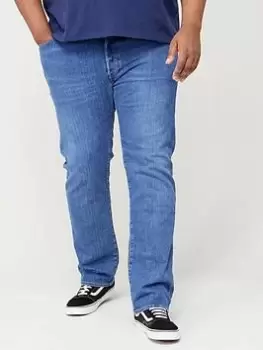 Image of Levis Big & Tall 501 Original Straight Fit Jeans - Mid Wash, Size 42, Inside Leg Long, Men
