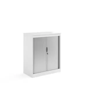 image of Systems horizontal tambour door cupboard 1200mm high - white