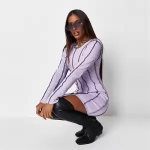 Missguided Contrast Stitch Ls Mini Dress - Purple