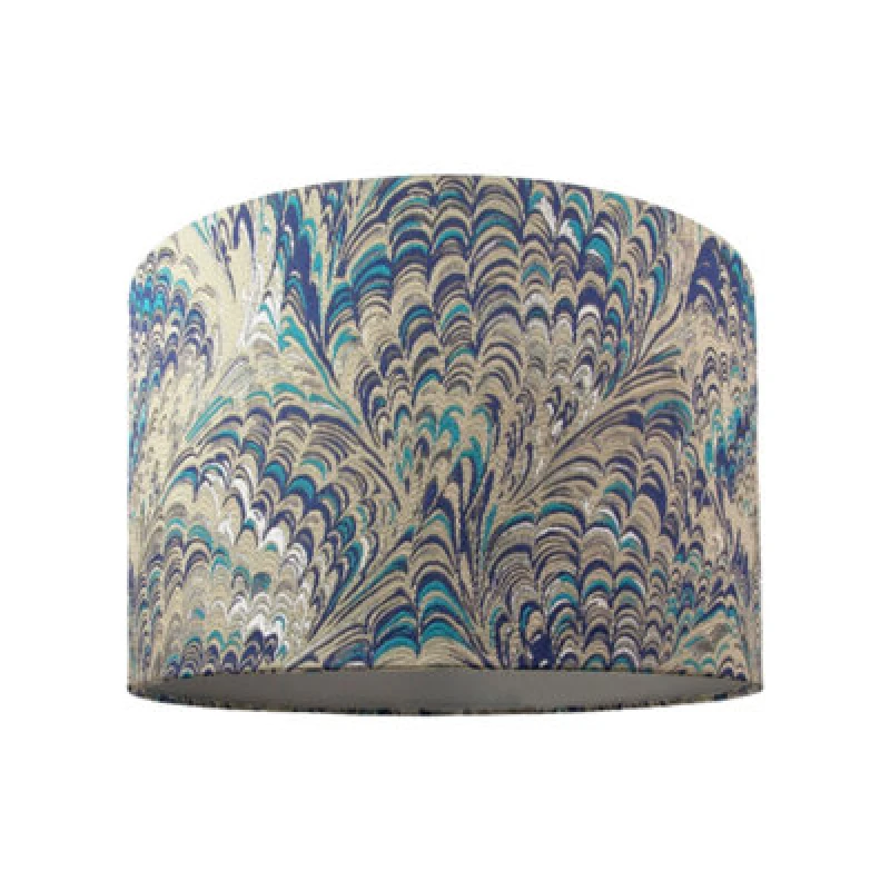 Image of Happy Homewares Contemporary And Vivid Peacock Print 25Cm Table/pendant Lampshade In Soft Cotton