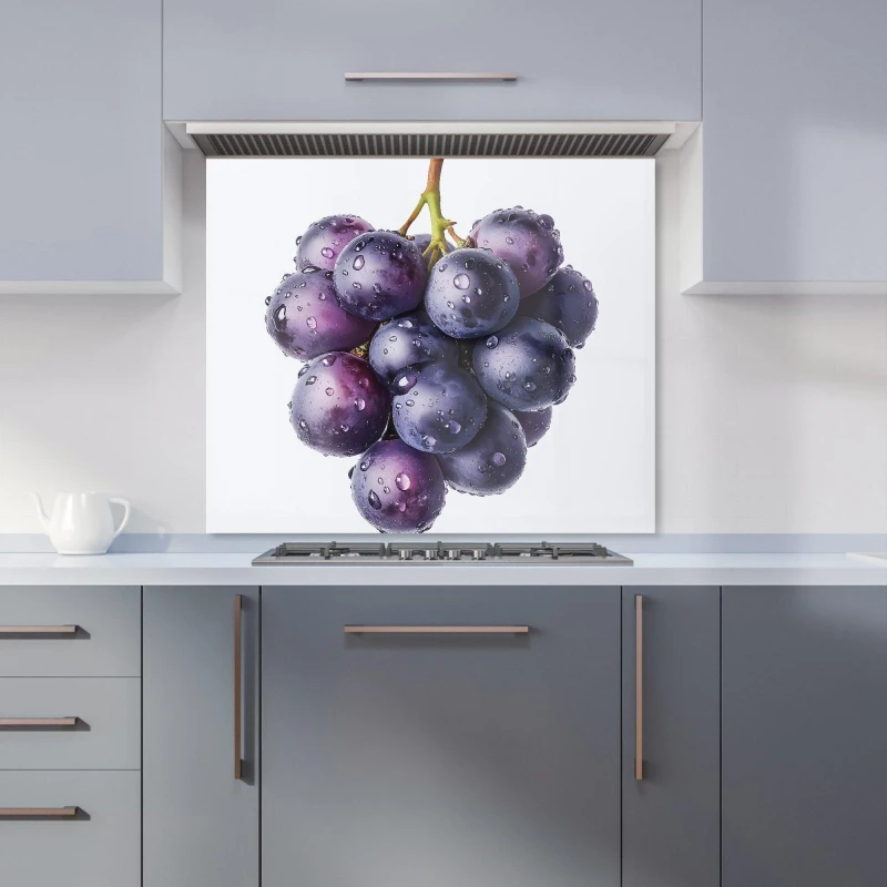Image of Warren Reed - Designer Glistening Grapes Cluster Kitchen Splashback in Black Size: 600mm x 750mm Black Unisex 600mm x 750mm