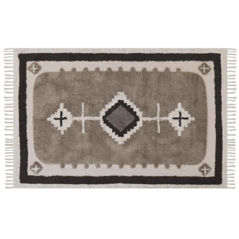 Image of Beliani Rug Geyve Beige 140 X 200 Cm Cotton