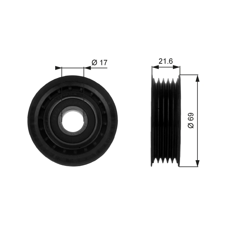 Image of GATES Deflection / guide pulley, V-ribbed belt GATES T36189