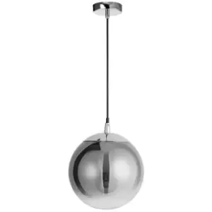 Image of Gatineau 20cm Globe Pendant Ceiling Light Smoke Glass Chrome Aluminium LED E27 - Merano
