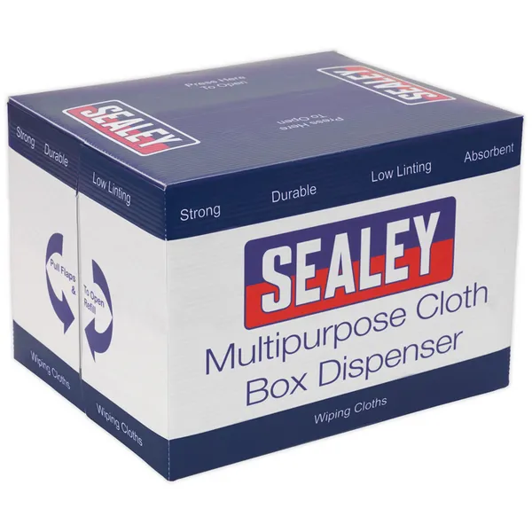 Image of Sealey SCP160 Cloth Box Dispenser Creped Turquoise 69gsm 160 Sheets Low Lint