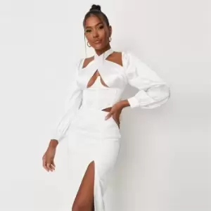 image of Missguided Satin Wrap Around Corset Top - White