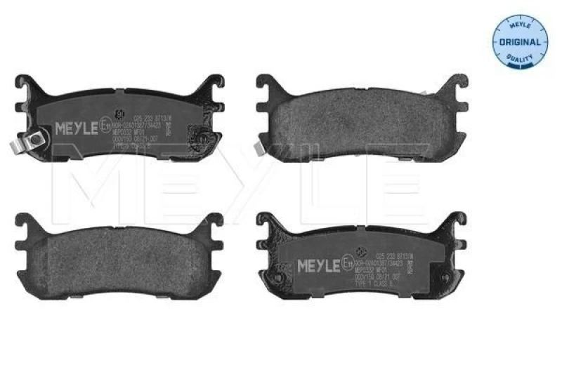Image of MEYLE 025 233 8713/W Brake pad set Rear Axle, with acoustic wear warning, Original Quality, with anti-squeak plate Brake Pad Set,disc brake (402)