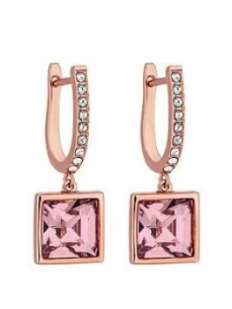 Image of Jon Richard Swarovski Rose Square Drop Eaaring