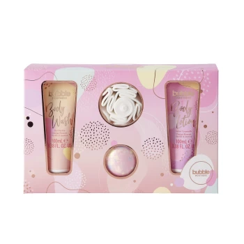 Image of Style & Grace Bubble Boutique Gift Of The Glow- 100ml Body Lotion, 100ml Body Wash, 80g Bath Fizzer, Shower Flower