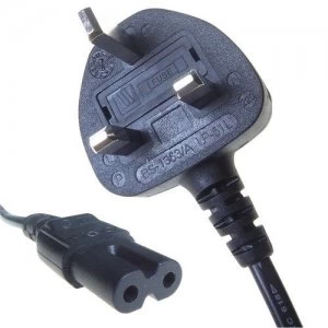 Image of Connekt Gear Black 5A UK Mains Plug Top to IEC C7 Figure of 8 TV Power Cord Cable - 2 Meter