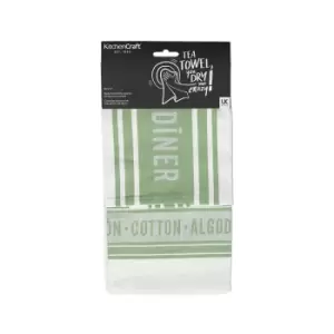 image of KitchenCraft Set of Two Jacquard Tea Towels - Green