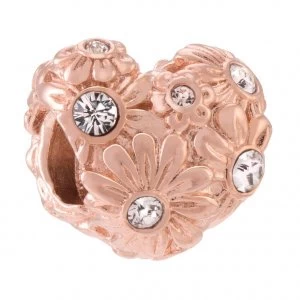 Image of Chamilia Sterling Silver Rose Gold-Plated Zinnia Heart Charm